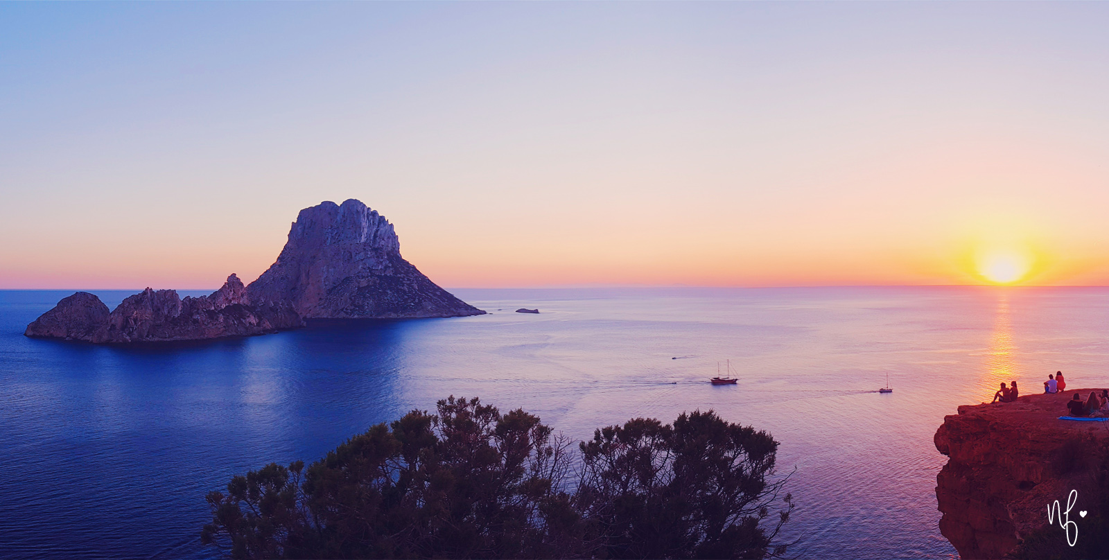 Ausblick auf Es Vedra und den Sonnenuntergang auf Ibiza